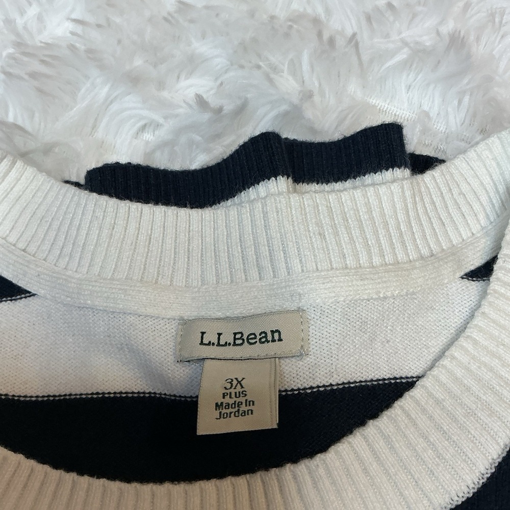 L.L Bean Women's‎ 3xl Plus Crew Neck Stripped Long Sleeve Pullover Sweater - Picture 2 of 9